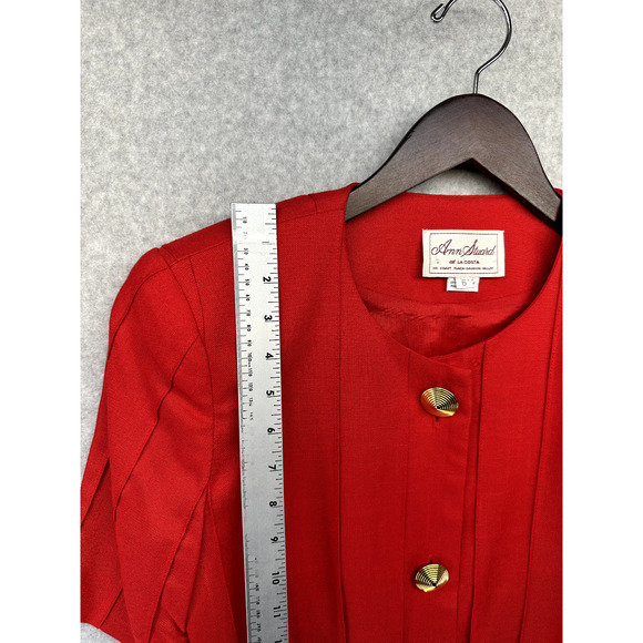 Vintage Ann Stuard Womens Suit 2-Piece Skirt Blouse Set Red Size 6 at La Costa - Picture 4 of 15